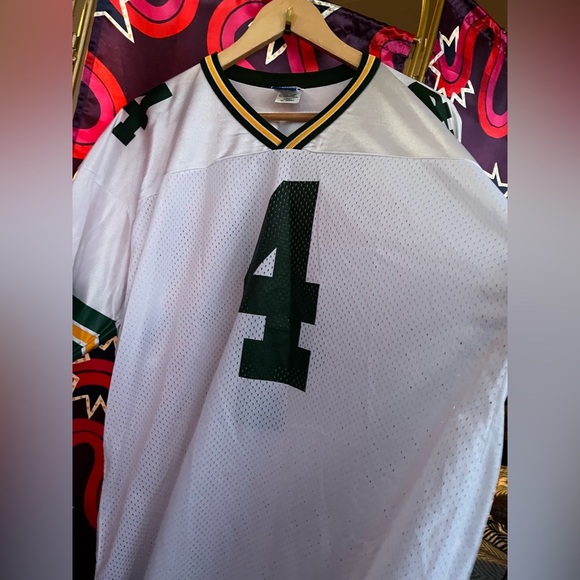 Vintage Brett Favre Green Bay Packers Champion NFL Jersey White 4 48 Football - Picture 8 of 12